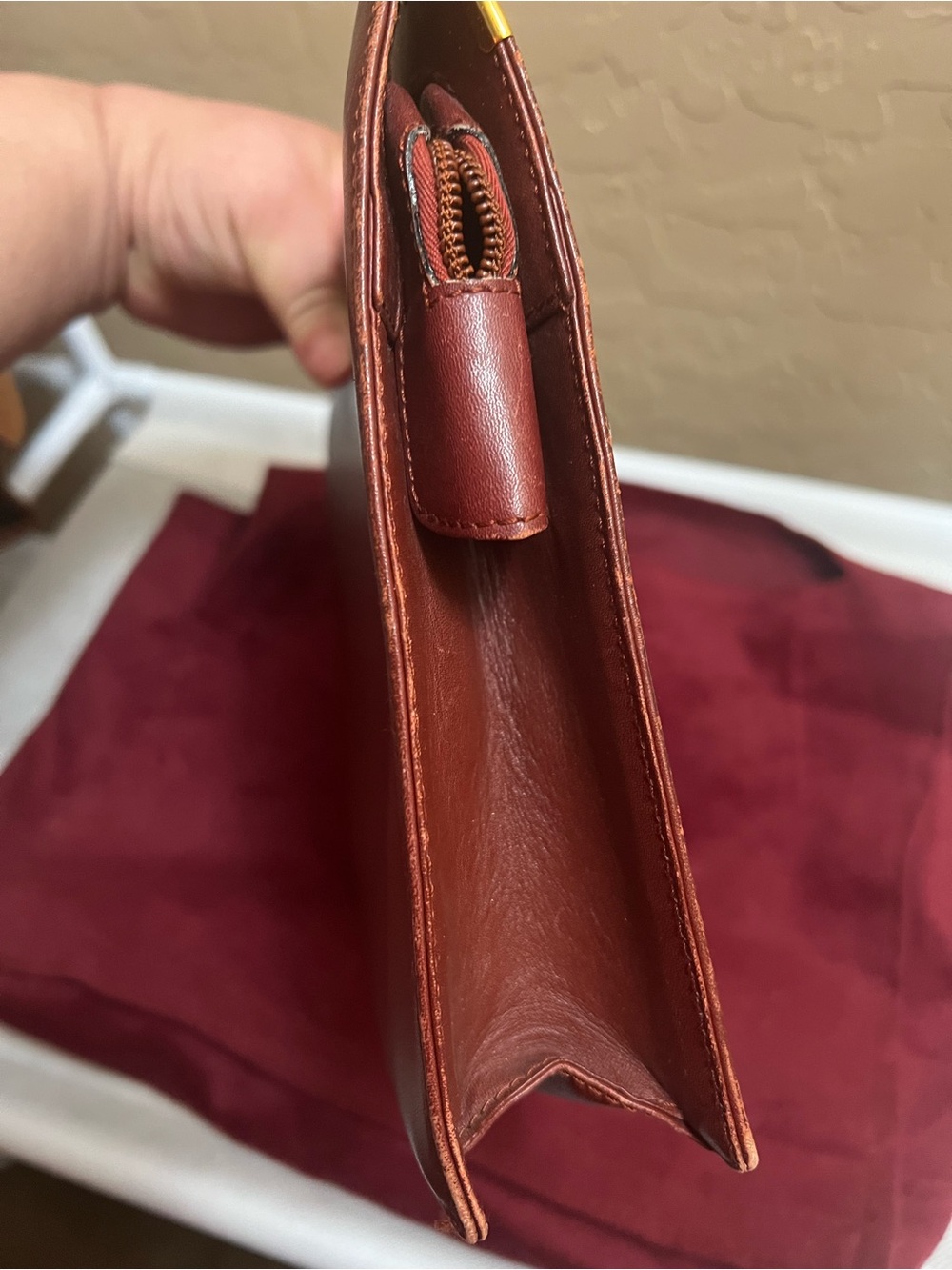 Vintage Cartier Must Burgundy Leather Clutch Portfolio w Dust Bag - Picture 7 of 7